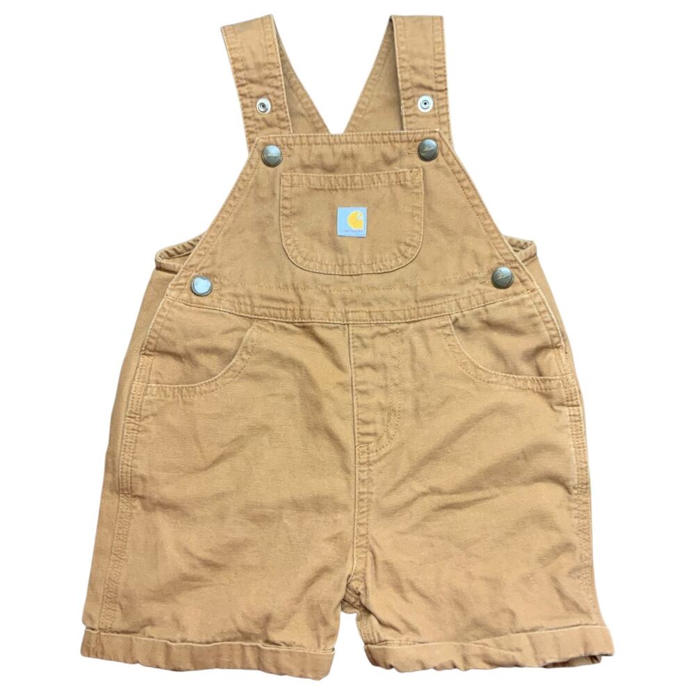 Carhartt Girls 2T Brown Duck Canvas Bib Shortalls Overalls Cotton Workwear